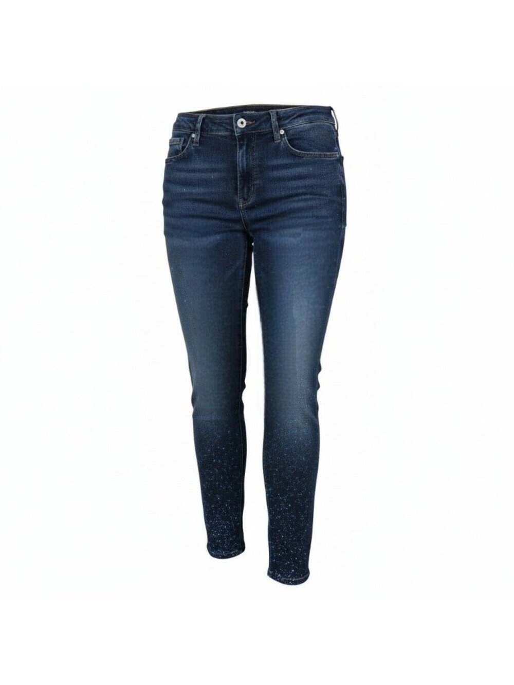 NYDJ Alina Jeans Womens Size 12 High Rise Blue Skinny Stretch Sparkle Hem Denim